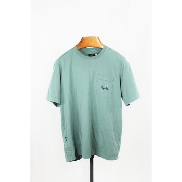 RAPHA Teal Blue Green Logo Pocket Cotton Crew Neck T-Shirt, Size XL - Picture 1 of 13